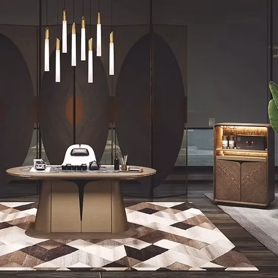 Be Greeted with CEO Manager Executive Wooden Modern Wood Design Home Executive L Shaped Office Table